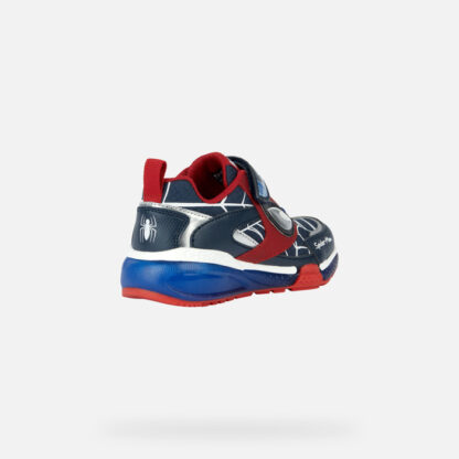 Geox J Bayonyc Σκούρο Mπλε - Γκρι Spiderman Sneaker Με Φωτάκια Για Αγόρι