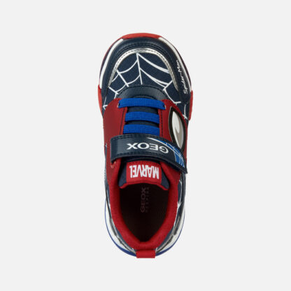 Geox J Bayonyc Σκούρο Mπλε - Γκρι Spiderman Sneaker Με Φωτάκια Για Αγόρι