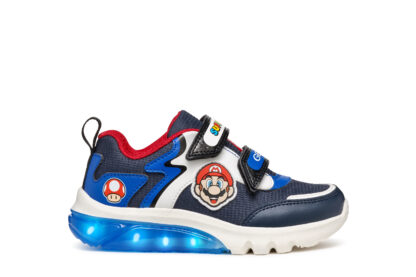 Geox Super Mario Μπλε Sneaker Για Αγόρι Με Φωτάκια