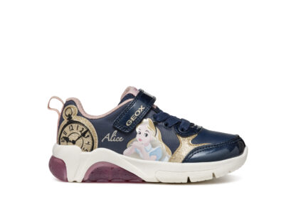 Geox Alice In Wonderland Μπλε Sneaker Με Φωτάκια Για Κορίτσι