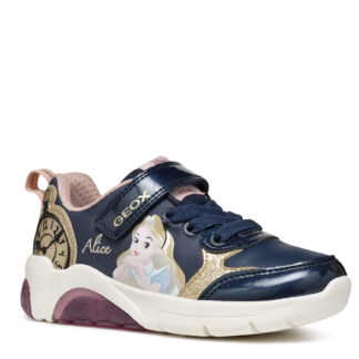 Geox Alice In Wonderland Μπλε Sneaker Με Φωτάκια Για Κορίτσι