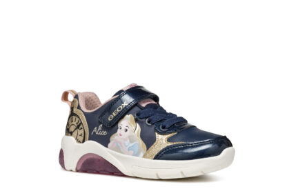 Geox Alice In Wonderland Μπλε Sneaker Με Φωτάκια Για Κορίτσι