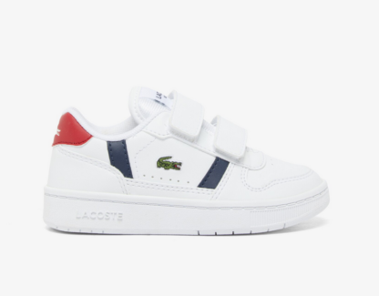 Lacoste T-Clip Λευκό Μπλε Sneaker Με Αυτοκόλλητο Για Αγόρι