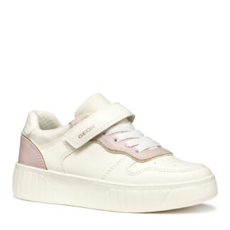Geox J. Mikiroshi Άσπρο Ροζ με αυτοκόλλητο για κορίτσι