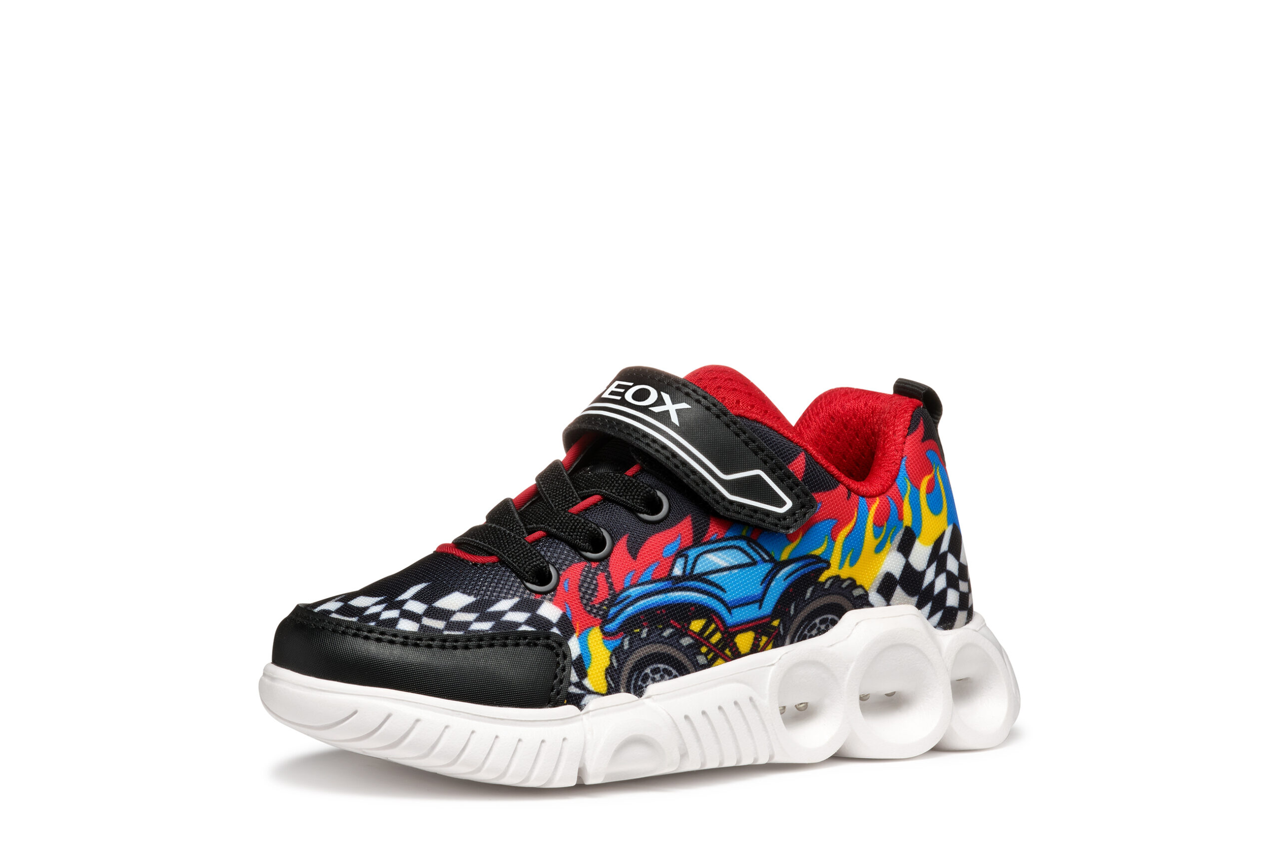 Geox J. Wroom Μαύρο Κόκκινο με αυτοκόλλητο και φωτάκια Geox J. Wroom Μαύρο Κόκκινο με αυτοκόλλητο και φωτάκια