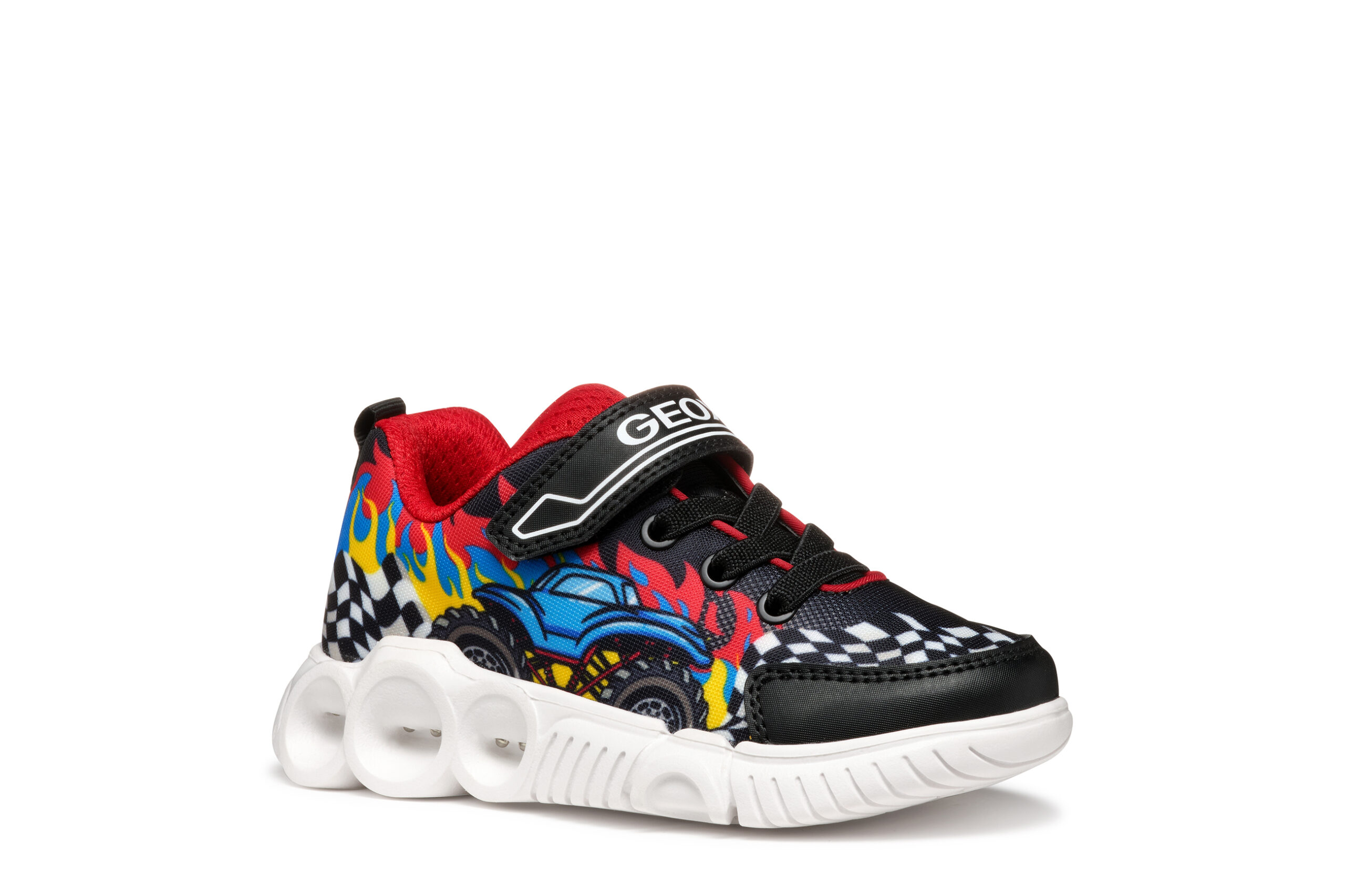 Geox J. Wroom Μαύρο Κόκκινο με αυτοκόλλητο και φωτάκια Geox J. Wroom Μαύρο Κόκκινο με αυτοκόλλητο και φωτάκια