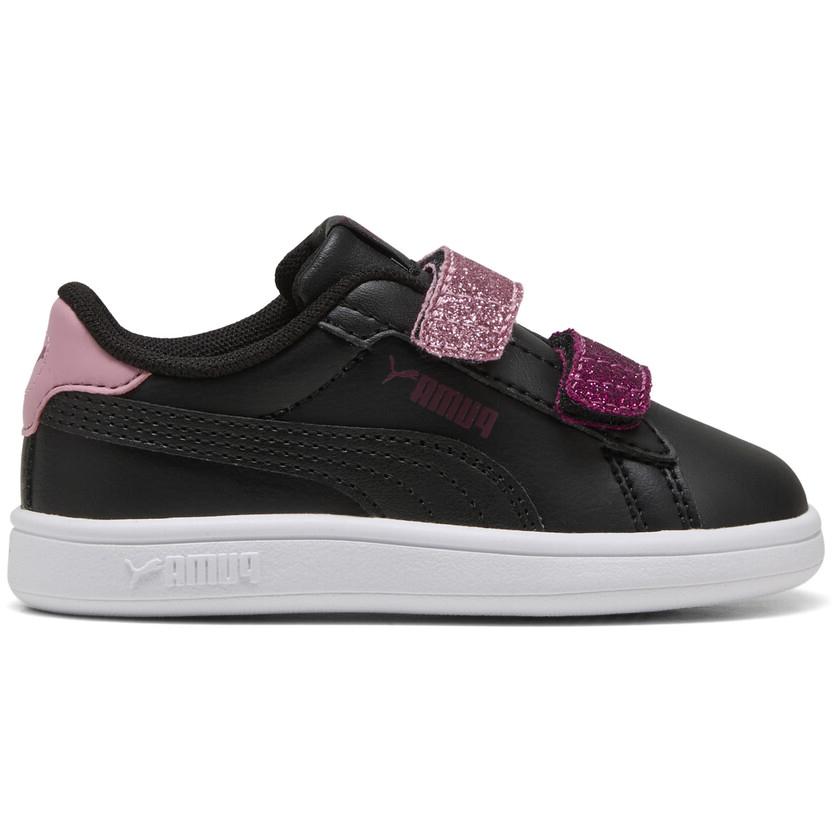 Puma Smash 3.0 L Glitter Velcro V Inf μαύρο ροζ για κορίτσι Puma Smash 3.0 L Glitter Velcro V Inf μαύρο ροζ για κορίτσι
