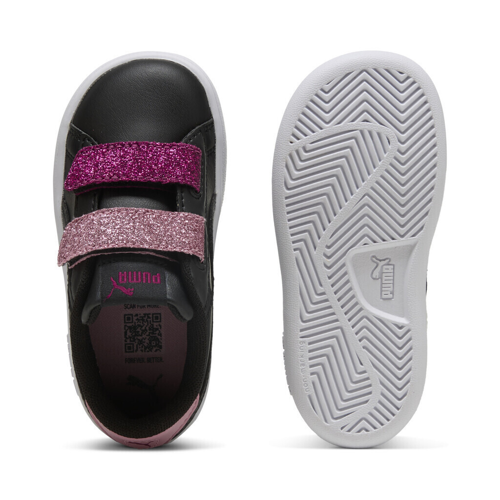 Puma Smash 3.0 L Glitter Velcro V Inf μαύρο ροζ για κορίτσι Puma Smash 3.0 L Glitter Velcro V Inf μαύρο ροζ για κορίτσι