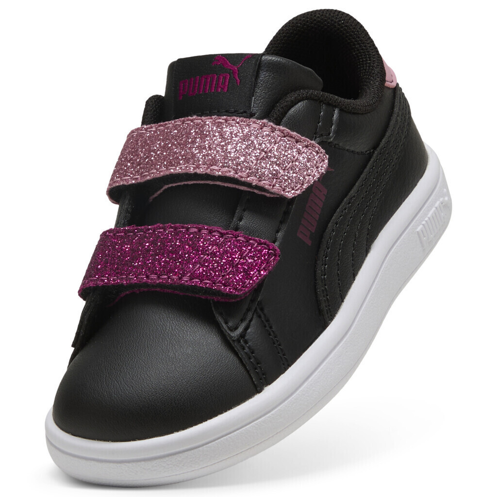 Puma Smash 3.0 L Glitter Velcro V Inf μαύρο ροζ για κορίτσι Puma Smash 3.0 L Glitter Velcro V Inf μαύρο ροζ για κορίτσι