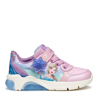 Geox J Fadinlight Ροζ με την Έλσα με αυτοκόλλητο και φωτάκια για κορίτσι