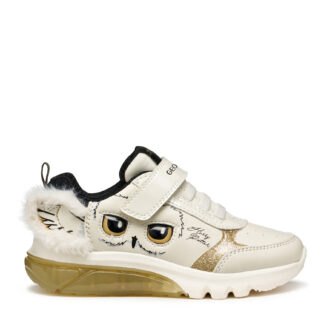 Geox J Ciberdron λευκό με αυτοκόλλητο και φωτάκια για κορίτσι